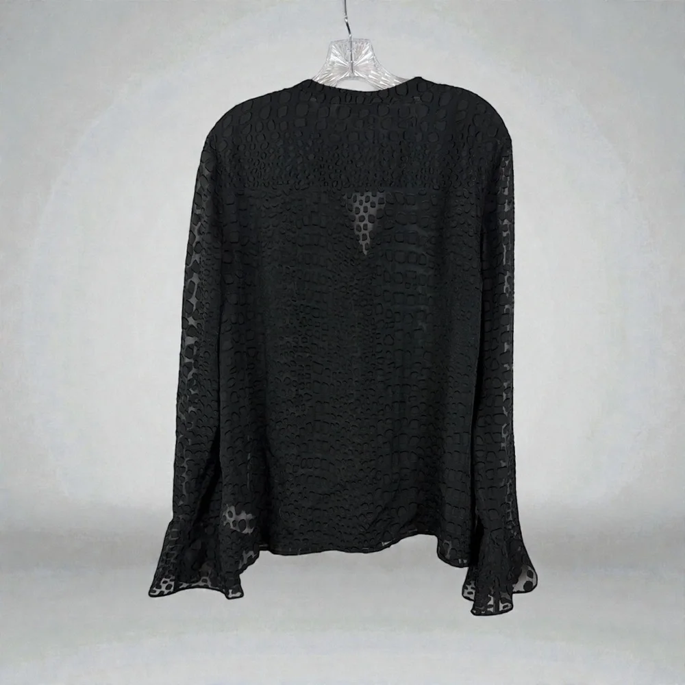 PAIGE Black Lace Button-Up Blouse - Picture 3 of 4